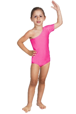 BODY DANZA LYCRA MONOSPALLA MEZZA MANICA FUCSIA BABY